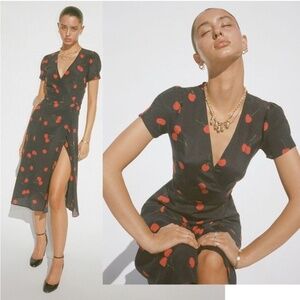 NWOT Realisation The Teale Wrap Dress 100% Silk size XXL cherry print